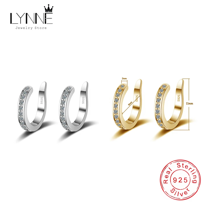 

Fashion Punk Rock Unisexual Women&Men C Type Zircon Clip Earrings 925 Sterling Silver Jewelry CZ Rhinestone Ear Bones Nose Clip