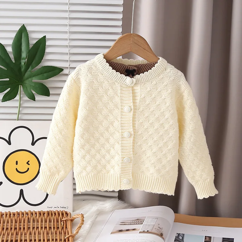 

Свитер для девочек, осень 2021, новая вязаная куртка, куртка-кардиган для новорожденных среднего и маленького возраста