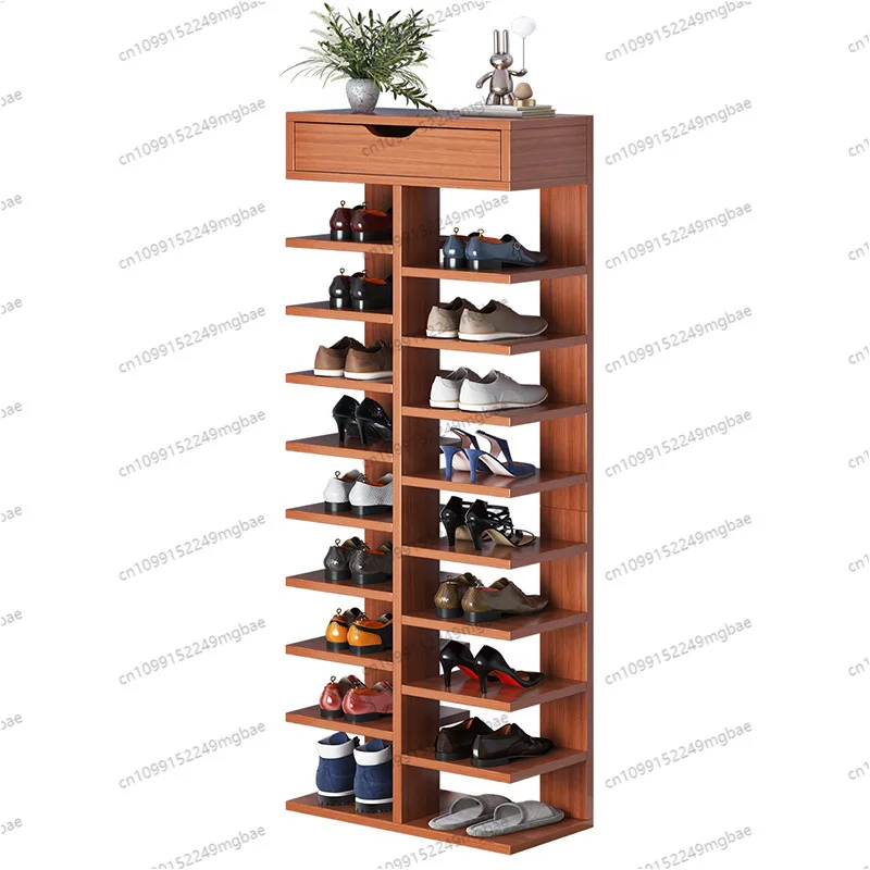 Space-Saving Mini Shoe Cabinet Good-Looking Multi-Layer Wooden Rack for Home for Small Doorway or Indoor Use