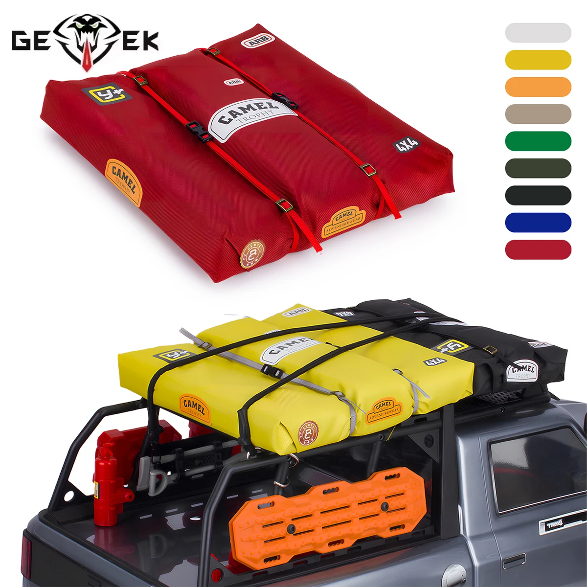 Acessórios de escala telhado bagagem tenda saco decoração para 1/10 rc rastreador carro axial scx10 traxxas trx4 defender yikong rc4wd d90