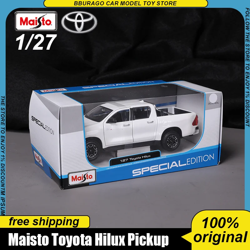 

New Product In Stock Maisto 1:27 Toyota Hilux Original Packaging Toyota Hilux Pickup Diecast Model Toyota Car Toys Kids Gift