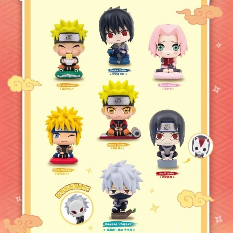 EAKI Naruto Swift Wind Cute Ninja Series Blind Box Action Figures Sasuke Itachi Peripherals Trendy Toy Surprise Bag Pendant Gift