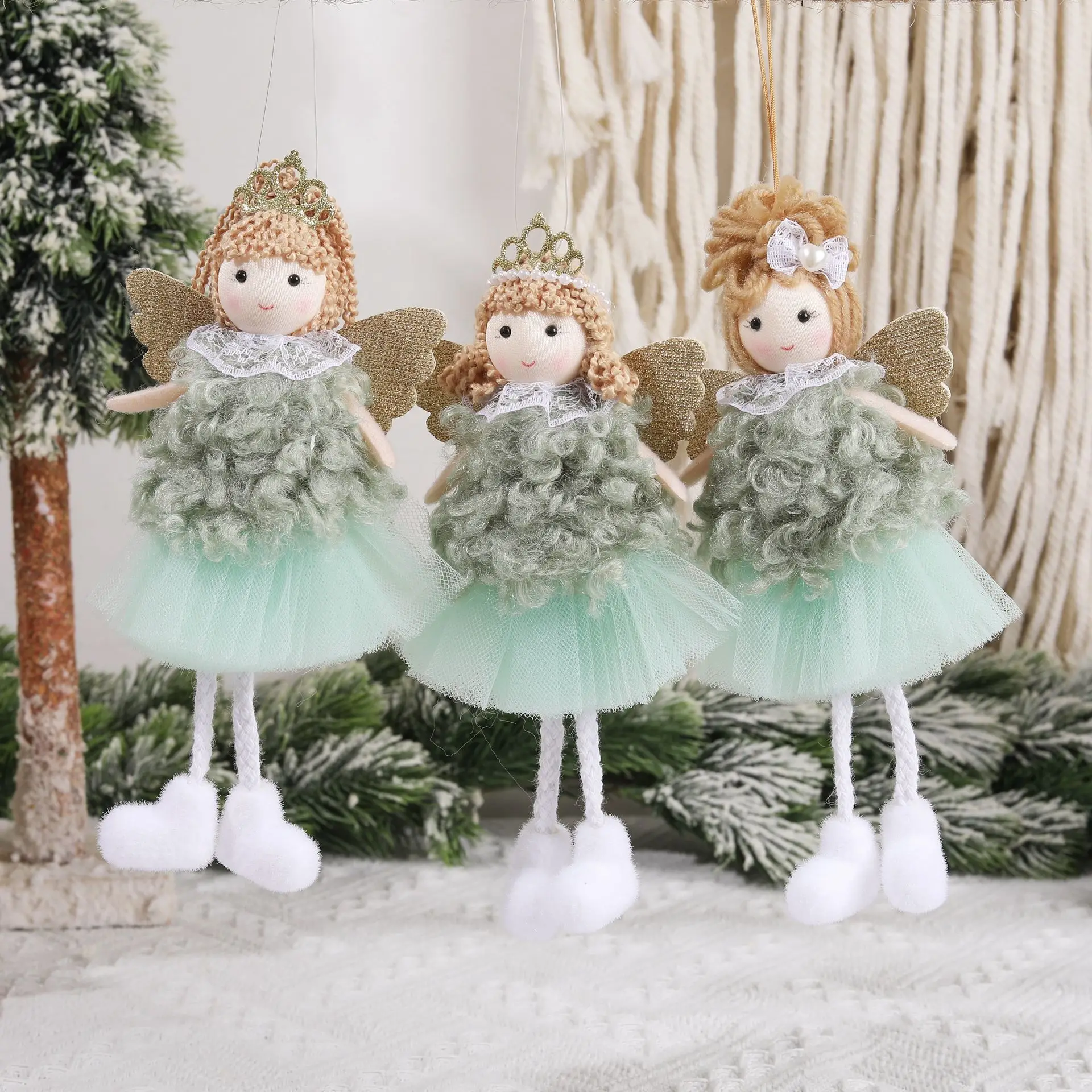 New Year 2024 Gifts Crown Veil Girl Dolls Angel Doll Navidad 2023 Xmas Tree Ornaments Christmas Decorations for Home Noel Natal