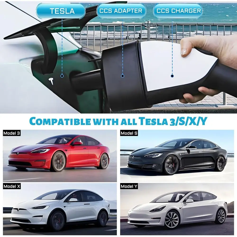 محول CCS1 إلى NACS، محول شحن سريع وفعال لطراز Tesla 3 Y S X، محول CCS محمول لـ Tesla