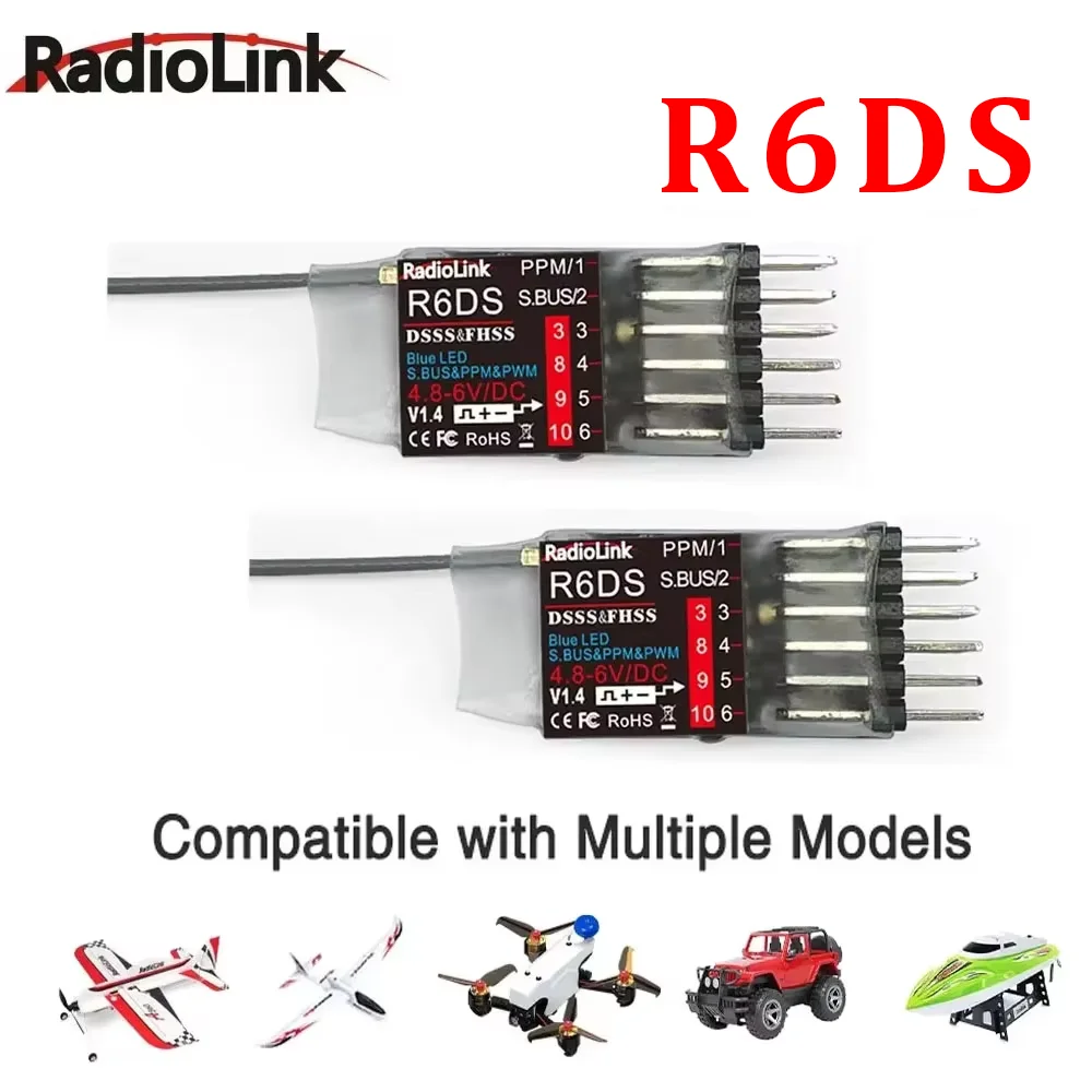 Radiolink R6DS Receiver 2.4G 6CH PPM PWM SBUS Output Compatible FOR AT9 AT9S AT10 AT10II Transmitter