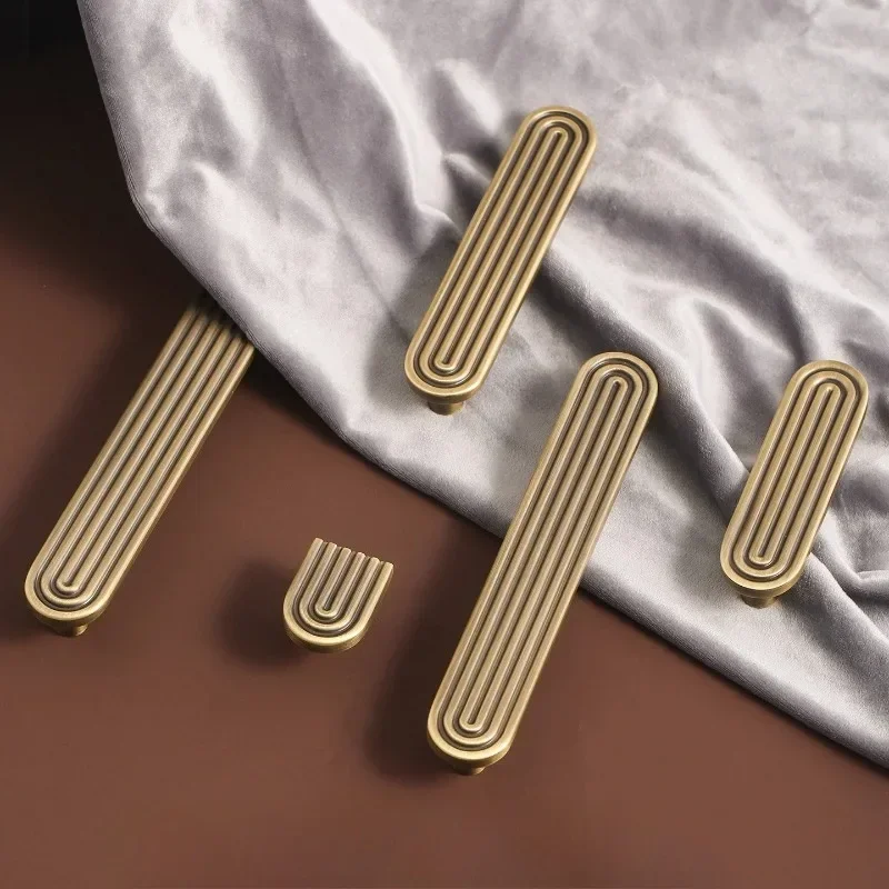 Retro Style Brass Furniture Handle/Unique Line Closet Handles Door Knobs Bronze Wardrobe Cupboard Handle Drop Shipping Available