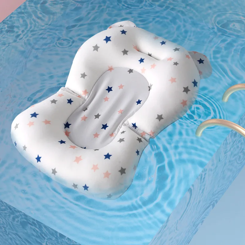 Baby Bath Seat Support Mat Foldable Bath Tub Pad & Chair Newborn Bathtub Pillow Infant Anti-Slip Soft Comfort Body Cushion