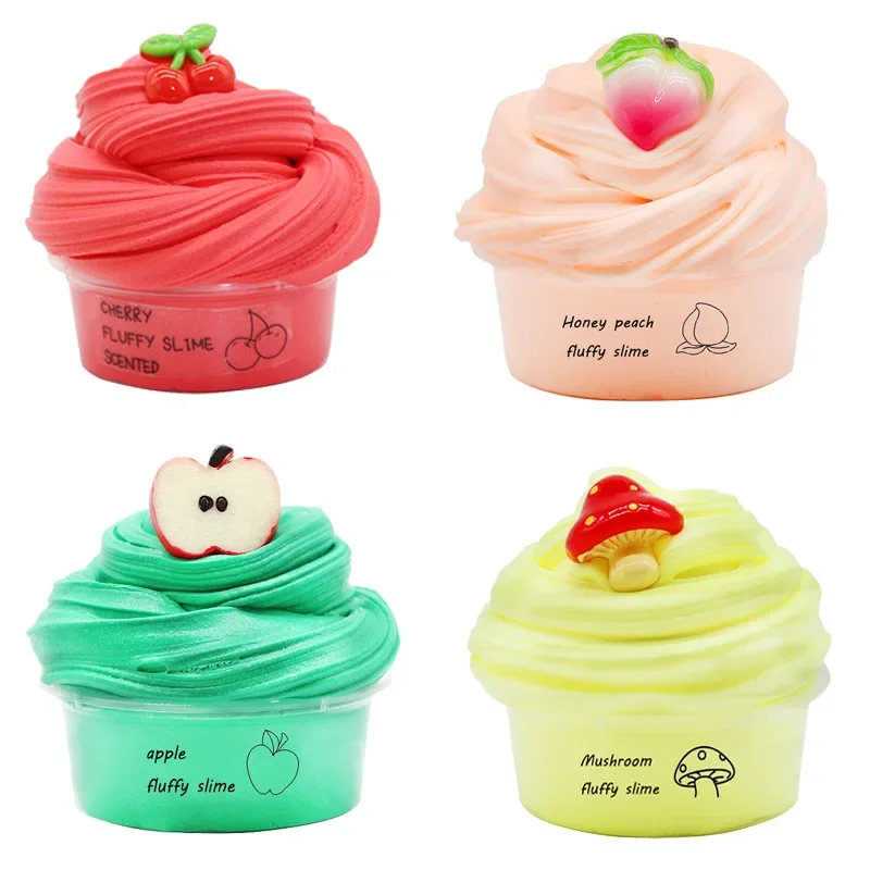 60ml Fruit Cherry Slime Plasticine Ramen Mud Cotton Mud Slime Poke and Poke Mud Children’s Toys   מתנות ליום הולדת לגן