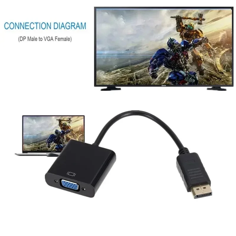 Grwibeou displayport display port dp zu vga adapter kabel männlich zu weiblich konverter für pc computer laptop hdtv monitor projektor