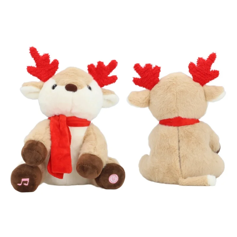 ตุ๊กตาเรนเดียร์มีไฟ นุ่มนิ่ม ปลอดภัยต่อผิว สไตล์ทันสมัย เหมาะสำหรับวางบนโต๊ะข้างเตียง