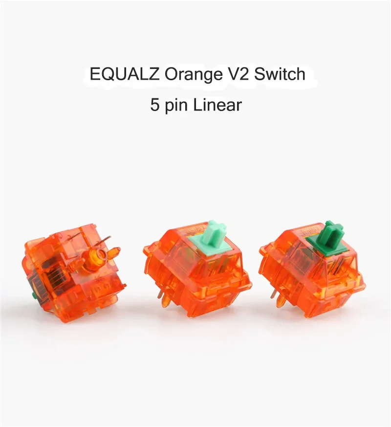 EQUALZ Ear Orange V2 Linear Switches POM Axis UHMWPE Shell 5Pin 67g DIY Custom Mechanical Keyboard Lubricated Gold Plated Spring