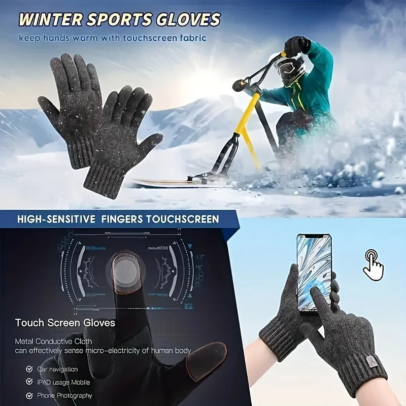 Winter Men Women Skiing Gloves Thicken Warm Touchscreen Sport Fishing Skiing bike gloves Windproof Snowboarding Warm Mittens