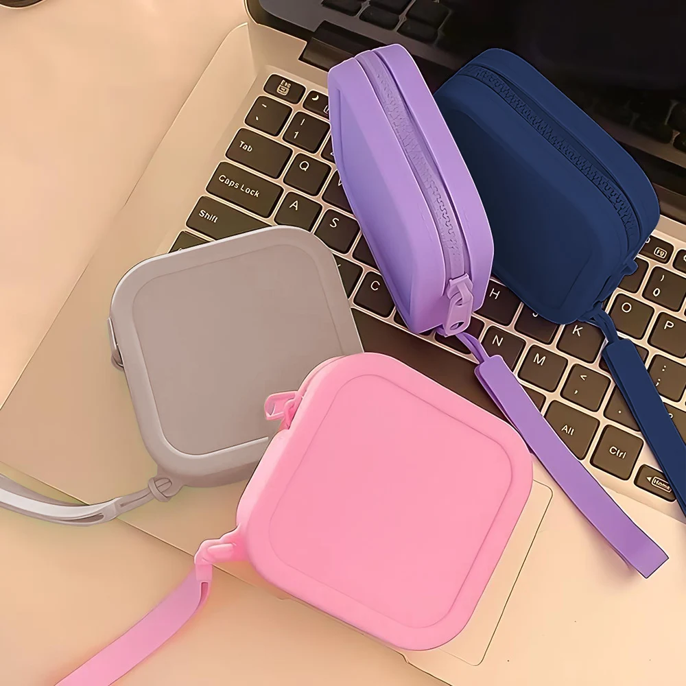 

Винтажный силиконовый органайзер-кошелек, водонепроницаемый кошелек для монет, сумка для наушников на молнии, дорожная сумка, студенческая косметичка, сумка для наушников