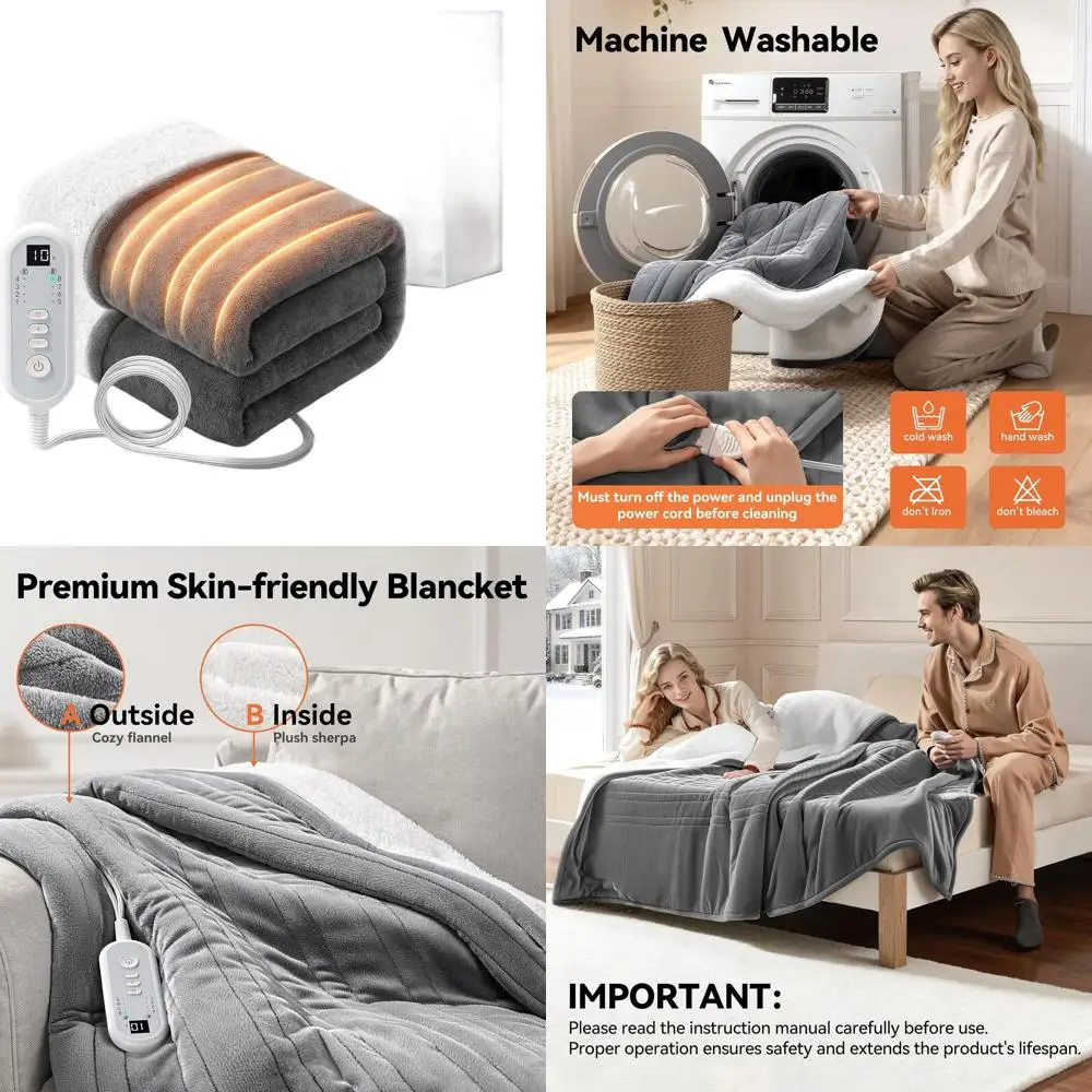 

Electric King Size Heated Blanket with Dual-Core Tech, ETL Certified, 100x90, 10H Auto Off, 8 Heat Levels, Machine Washable, Dua