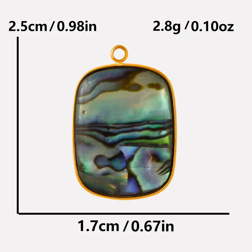 3pcs Abalone Shell Charm Round Rectangle Pendants