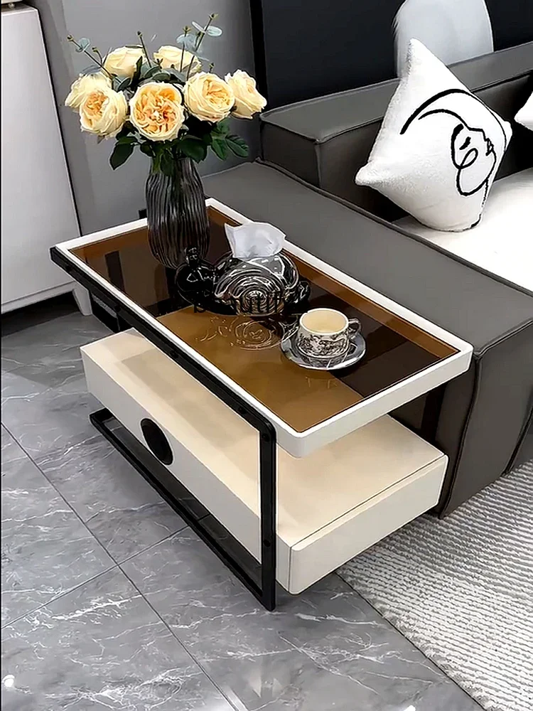 Light luxury sofa side locker living room movable side cabinet tea table edge corner