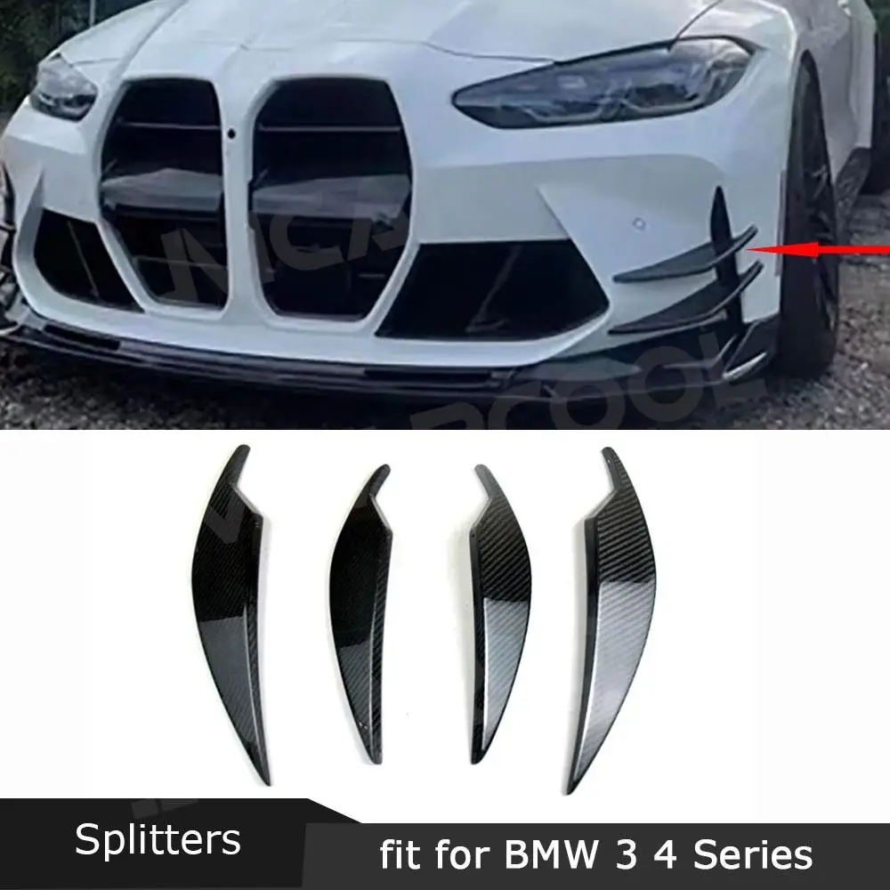 

Dry Carbon Fiber Side Fin Flap Front Bumper Canards Splitter Spoiler Bodykit For BMW G80 M3 G82 G83 M4 2021+2 Styles FRP Styling