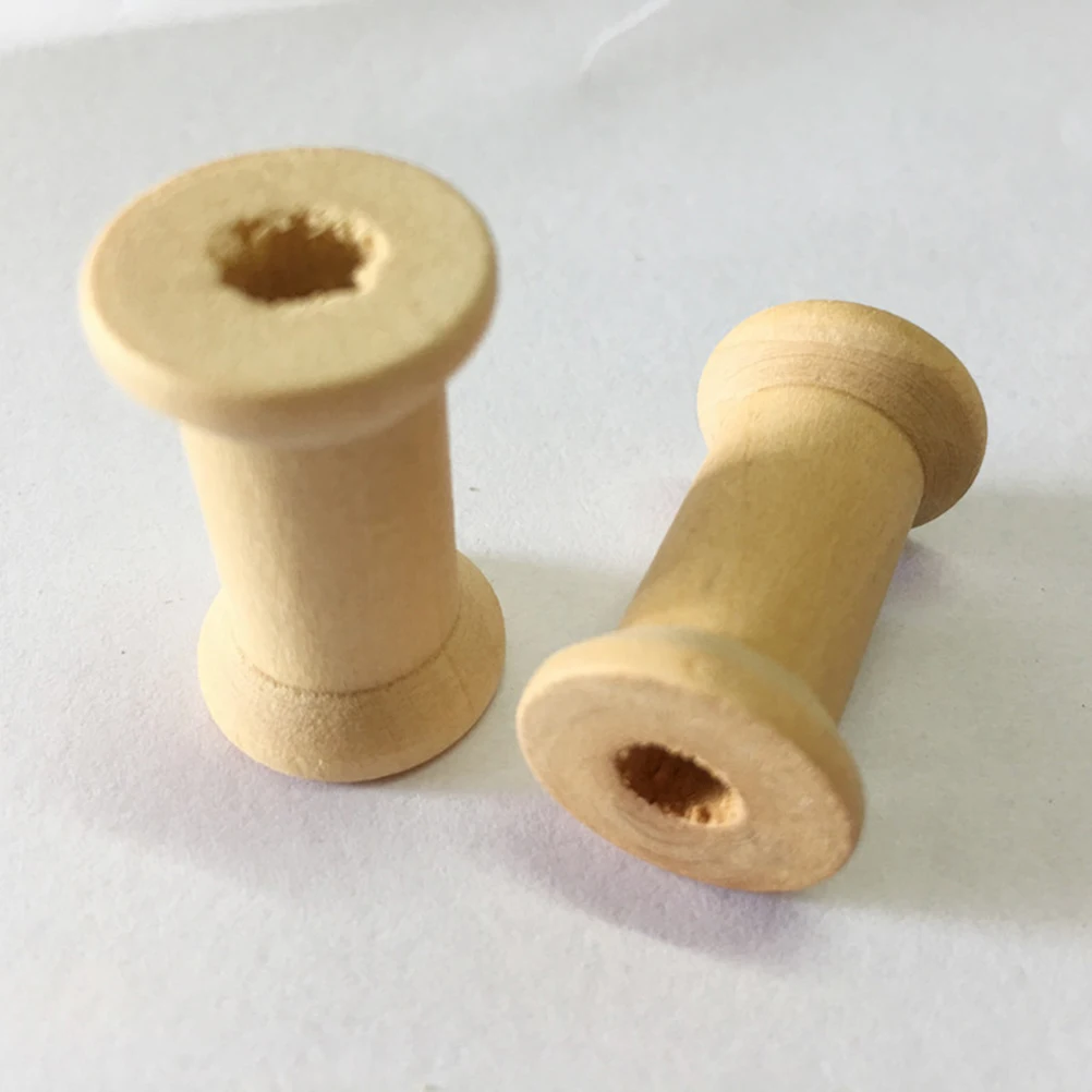 

60pcs Wood Craft Spools Empty Thread Spools For Diy Crafts Staining Painting Weaving Bobbins Glass Shaped Wooden Spool Bird