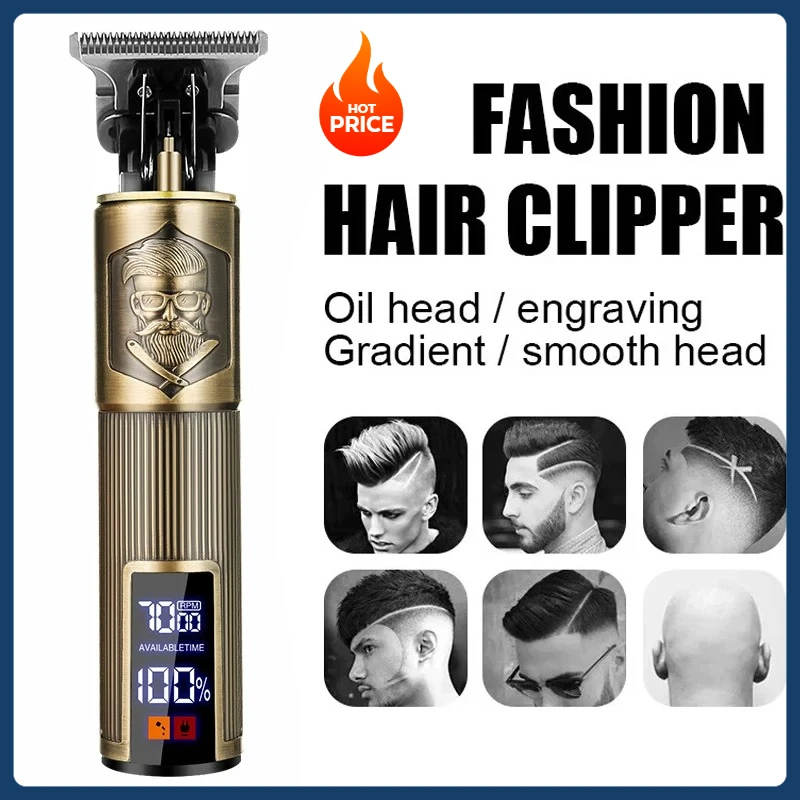 

Триммер для волос, винтажная беспроводная машинка для стрижки волос, машинка для стрижки волос с зарядкой через USB, портативная электробритва, парикмахерская, подходит для мужчин