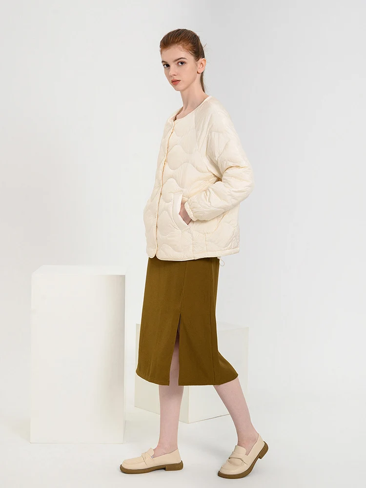 Suyarepladt-Manteau en duvet de canard blanc à 90% de rembourrage, col rond, manteau d'hiver simple, vêtements d'extérieur chauds, automne, hiver, 2023