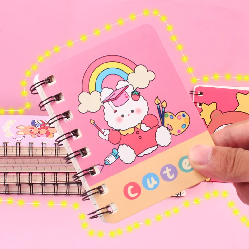 Japan Cute Little Girl Boy Coil Notepad Pocketbook Message Memo Notebook Korean Student Diary Mini Kawaii Office Simple Journal