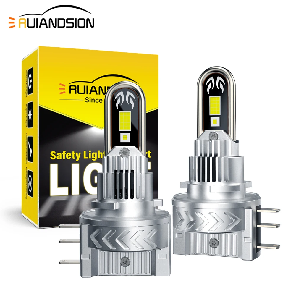 

H15 LED Car Headlight Bulb 12W 8400LM Halogen Size Auto Fog Light CANBUS DRL Hi/Lo Beam With Turbofan Super Bright 6000K 12V 2Pc