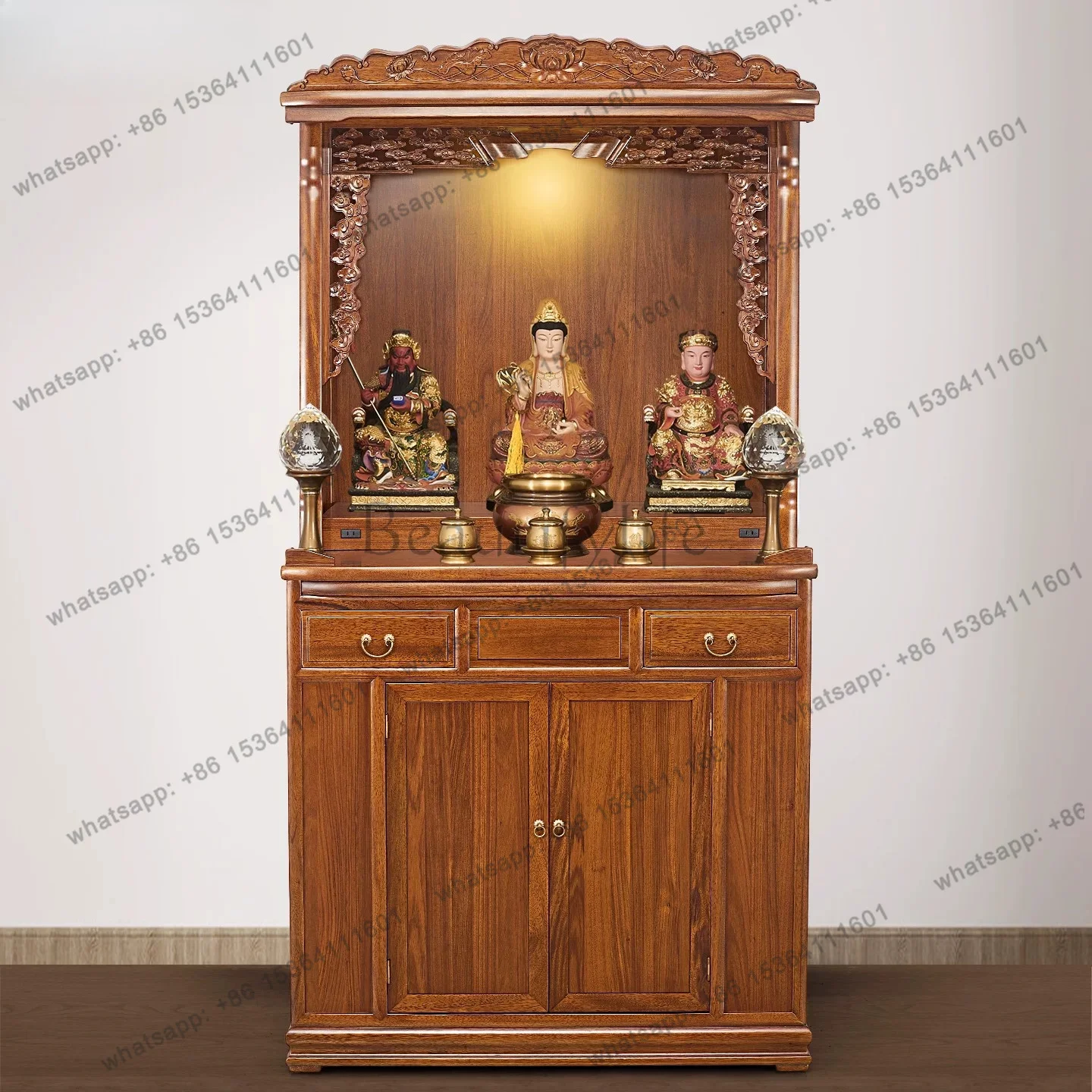 Solid wood new Chinese vertical cabinet modern simple modern household Buddha cabinet