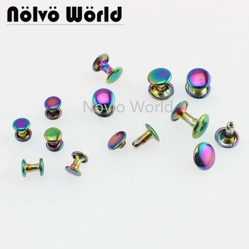 Nolvo World 20-100pcs 6mm 8mm10mm rainbow metal 2 sides nail decorative studs handbag rivet bags hardware nail