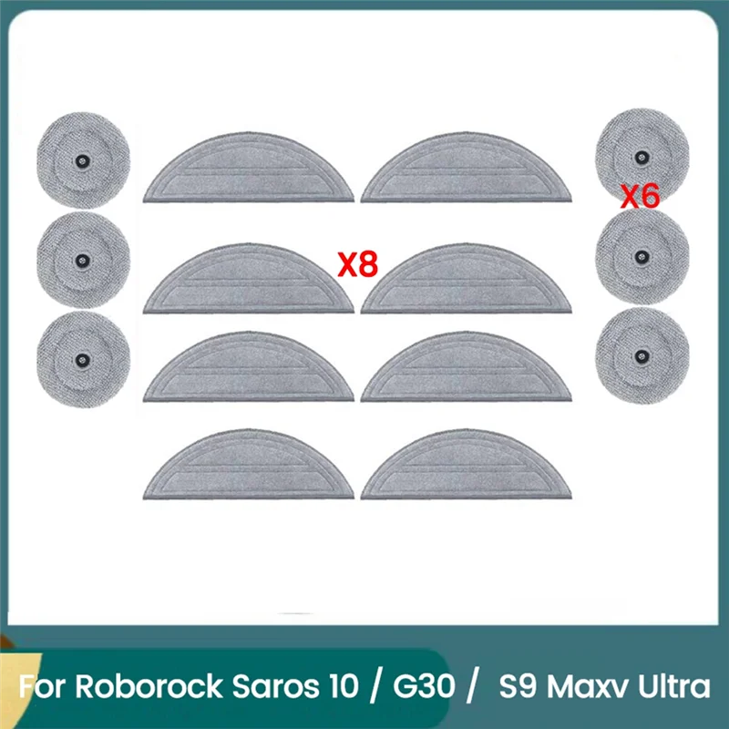 AC39-14PCS وسادات ممسحة قابلة للغسل لاستبدال Roborock Saros 10 / G30 / Roborock S9 Maxv Ultra أجزاء المكنسة الكهربائية وسادات الممسحة