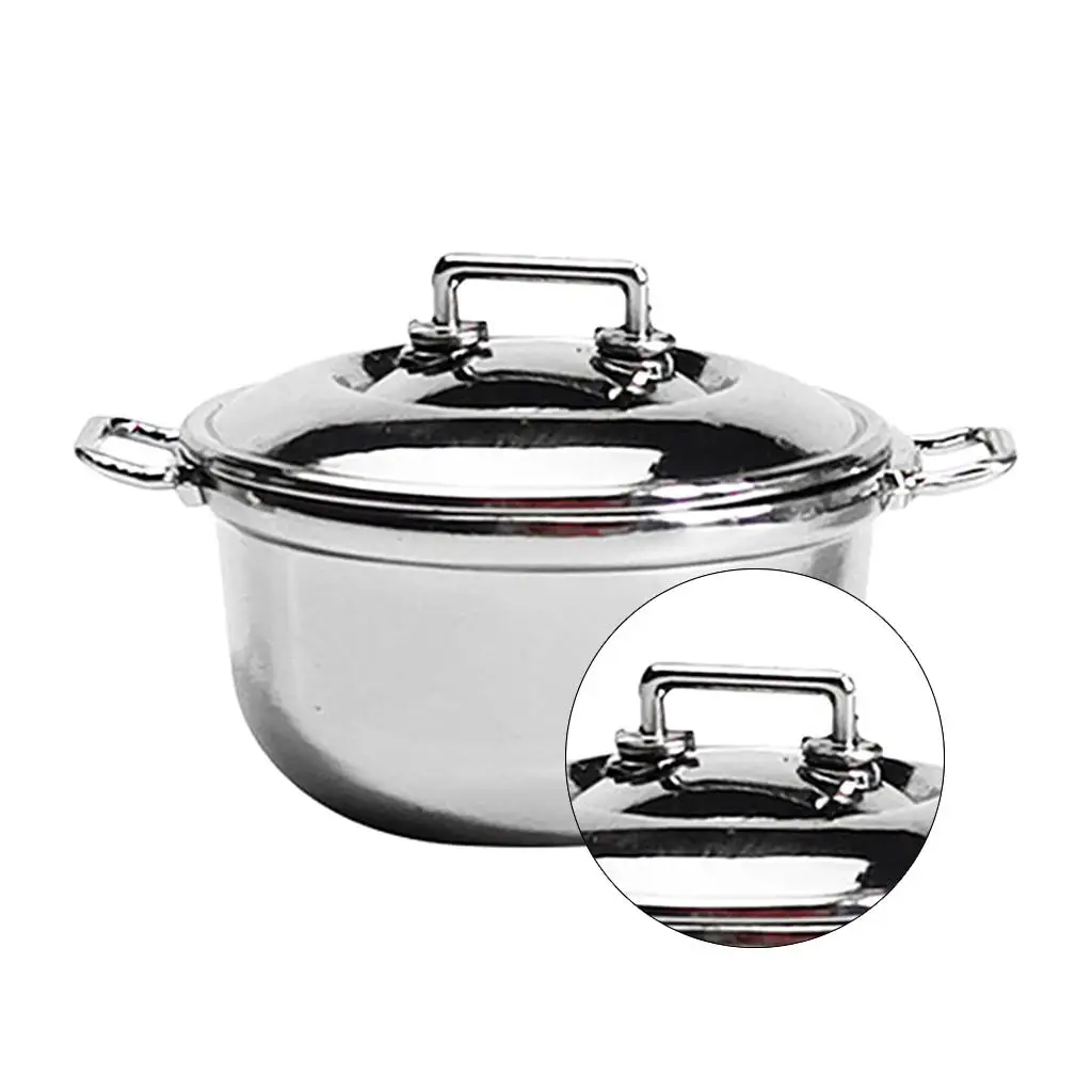 

6 миниатюрных кастрюль из сплава с крышками для кукольного домика, прочные, для декора кухни