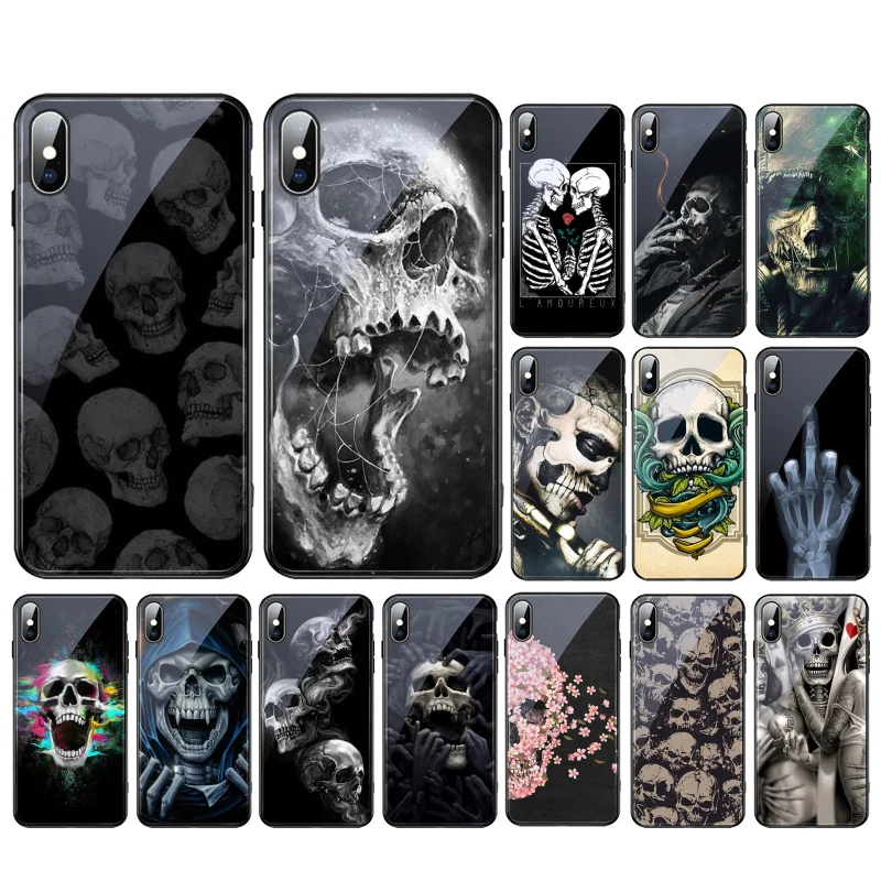 Grim Reaper Skull Skeleton Glass phone case For Samsung Galaxy S24 S23 S22 S21 S20 Ultra S20 S22 S21 S10E S20 FE S24 Plus