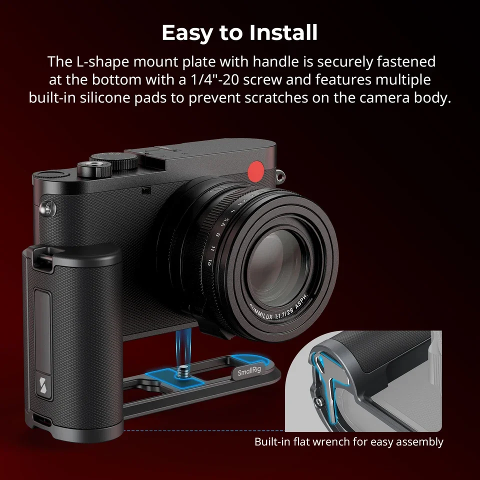 2026 For SmallRig 4568 Q3 L-Shape Handgrip for Leica Q3 with Ergonomic Grip Built-in Quick Release Plate Arca Mount
