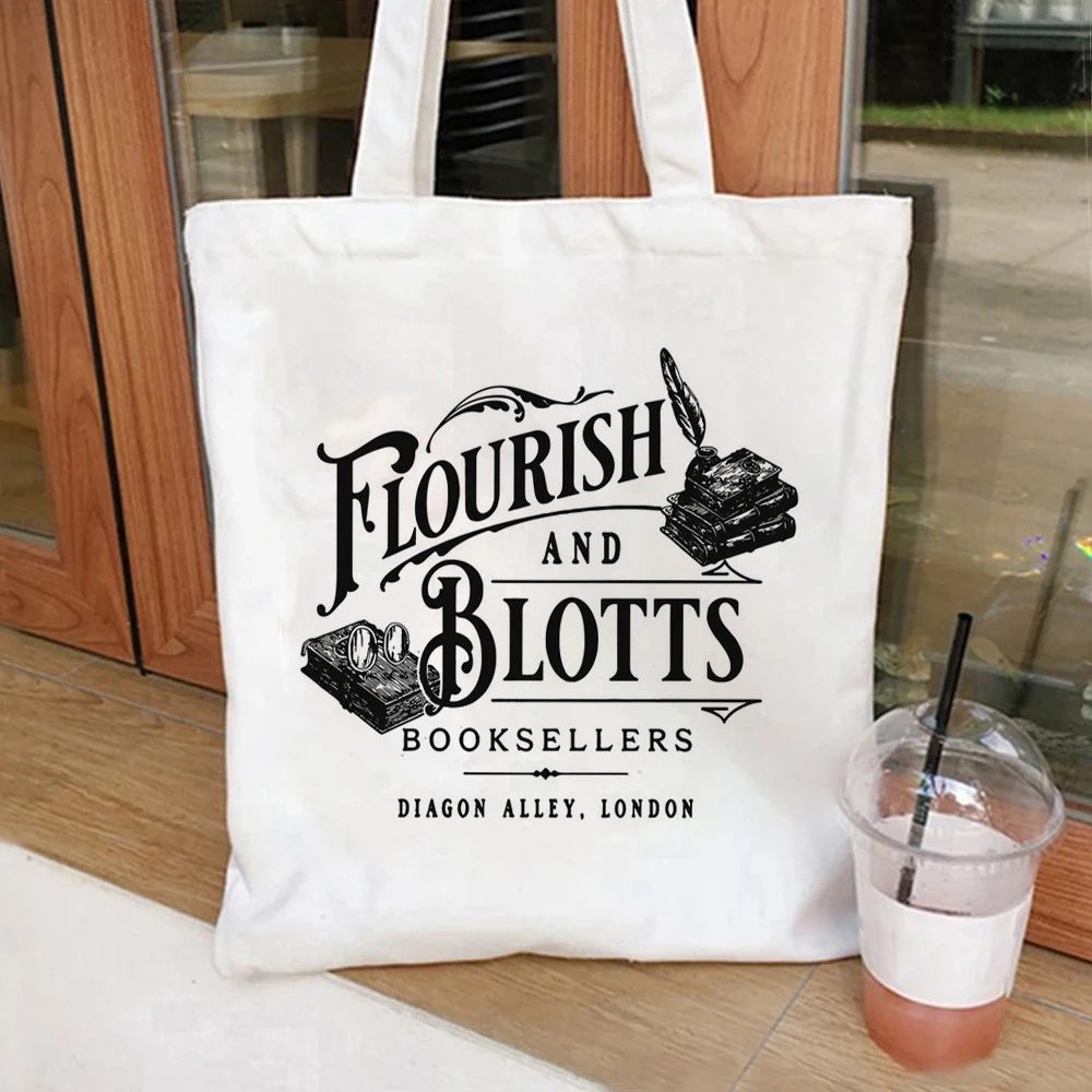 

Flourish and Blotts Pattern Canvas Beach Tote Bag Shoulder Handbag Eco Girl Handbags Large Capacity Shopping Bags