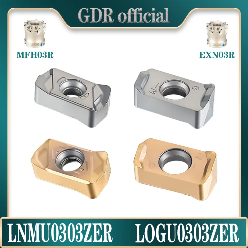 Turning Inserts LNMU0303ZER and LOGU0303ZER Carbide Double Sided Rapid Feed Inserts Cutting Tools MFH03R EXN03R Cutter Special