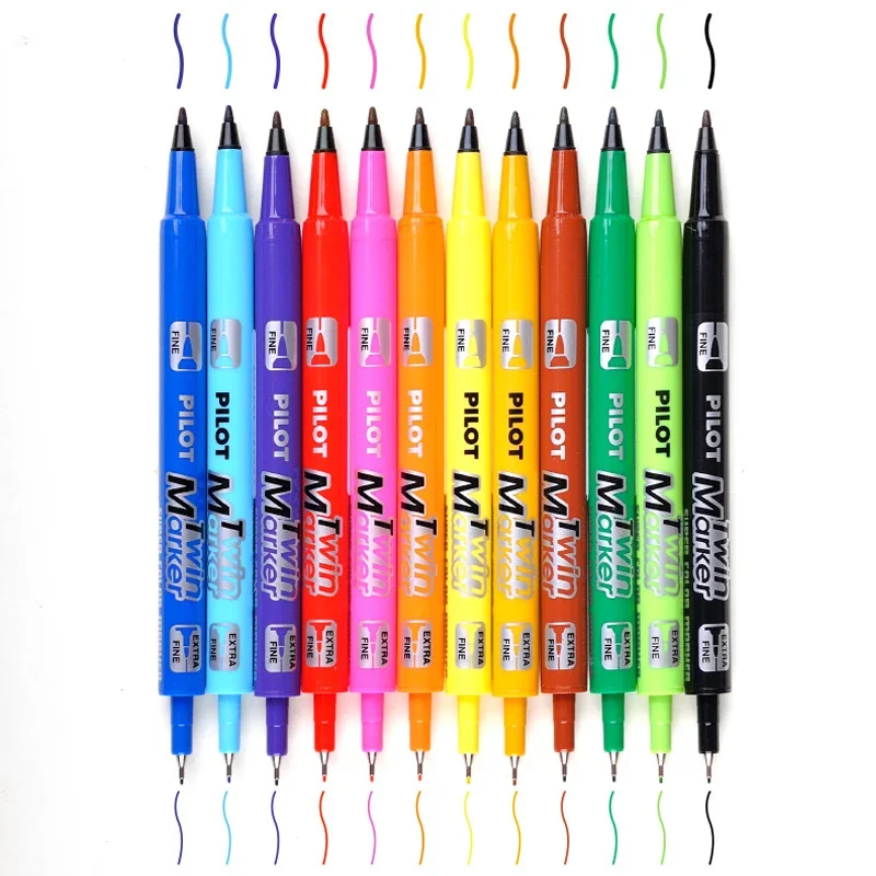 1Pcs Japan Pilot Color Double-Headed Marker Oily Quick-Dry Painting Art Hook Pen SCA-TM Color Bright Waterproof