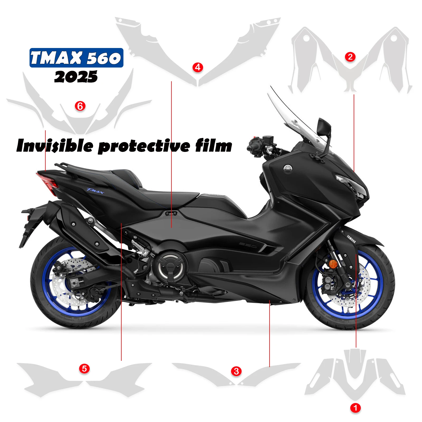 

2025 TMAX 560 PPF Protective Film Motorcycle Anti-scratch Invisible Car Cover For Yamaha Tmax 560 TMAX 2025 TPU Transparent Film