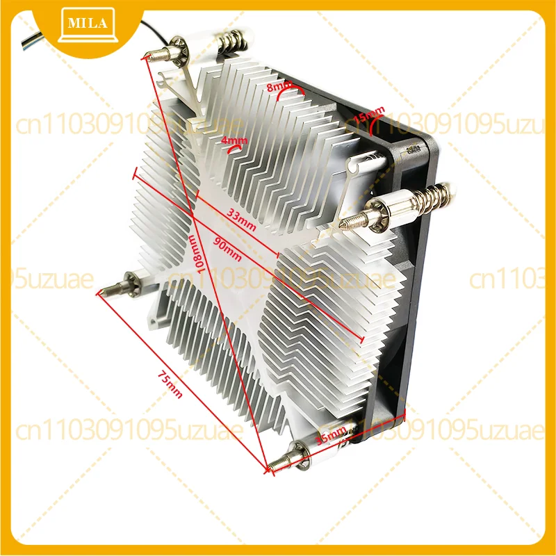 

AVC Ultra Thin Aluminum CPU Cooler 4Pin PWM Quiet Fan For HTPC AIO PC LGA115X 1200