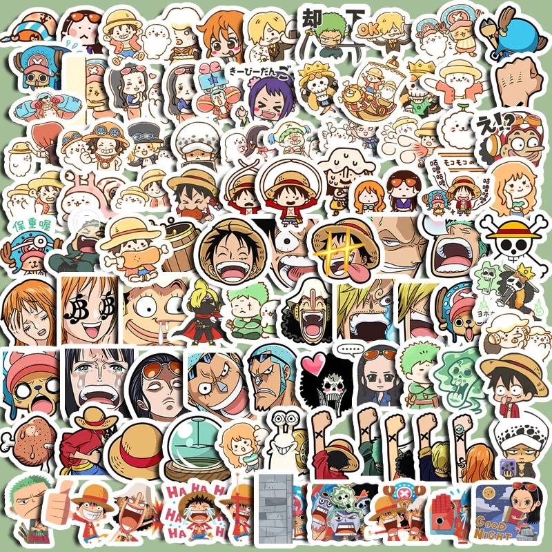 100pcs One Piece Cartoon Graffiti Sticker Luggage Scooter Computer Decorative Waterproof Stickers