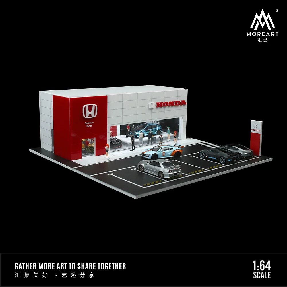 MoreArt&timemicro 1:64 Honda 4S Shop car showroom light version assembly display scene -in stock