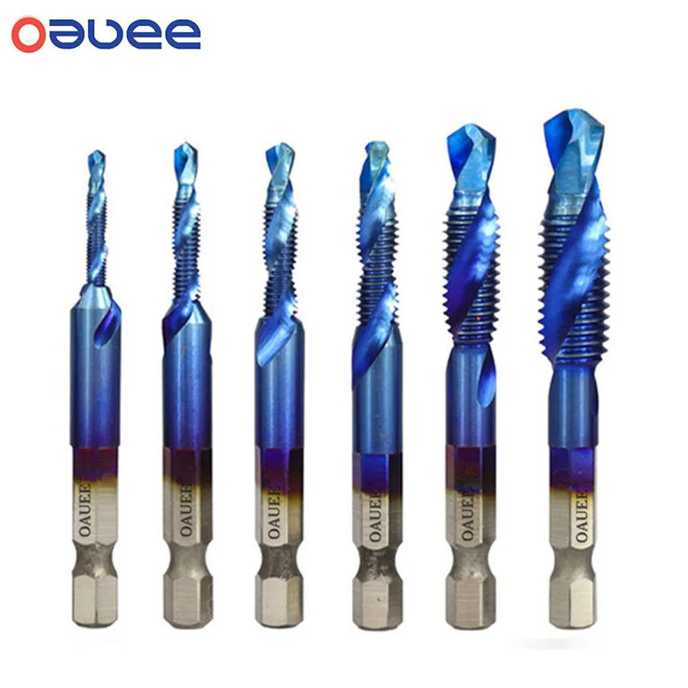 New Titanium Plated Hex Shank HSS Screw Thread Metric Tap Drill Bits Screw Machine Compound M3 M4 M5 M6 M8 M10 Hand Tools