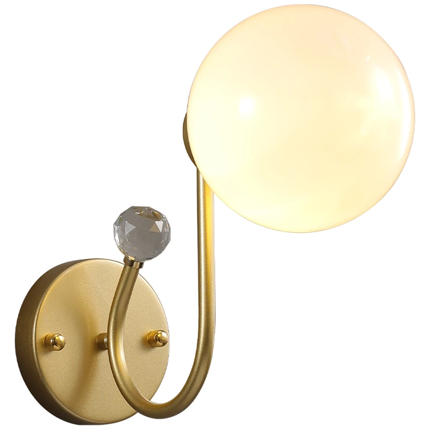 

Nordic small glass ball wall lamps living room bedside lamp modern bathroom mirror headlight hallway kitchen wall sconces lights