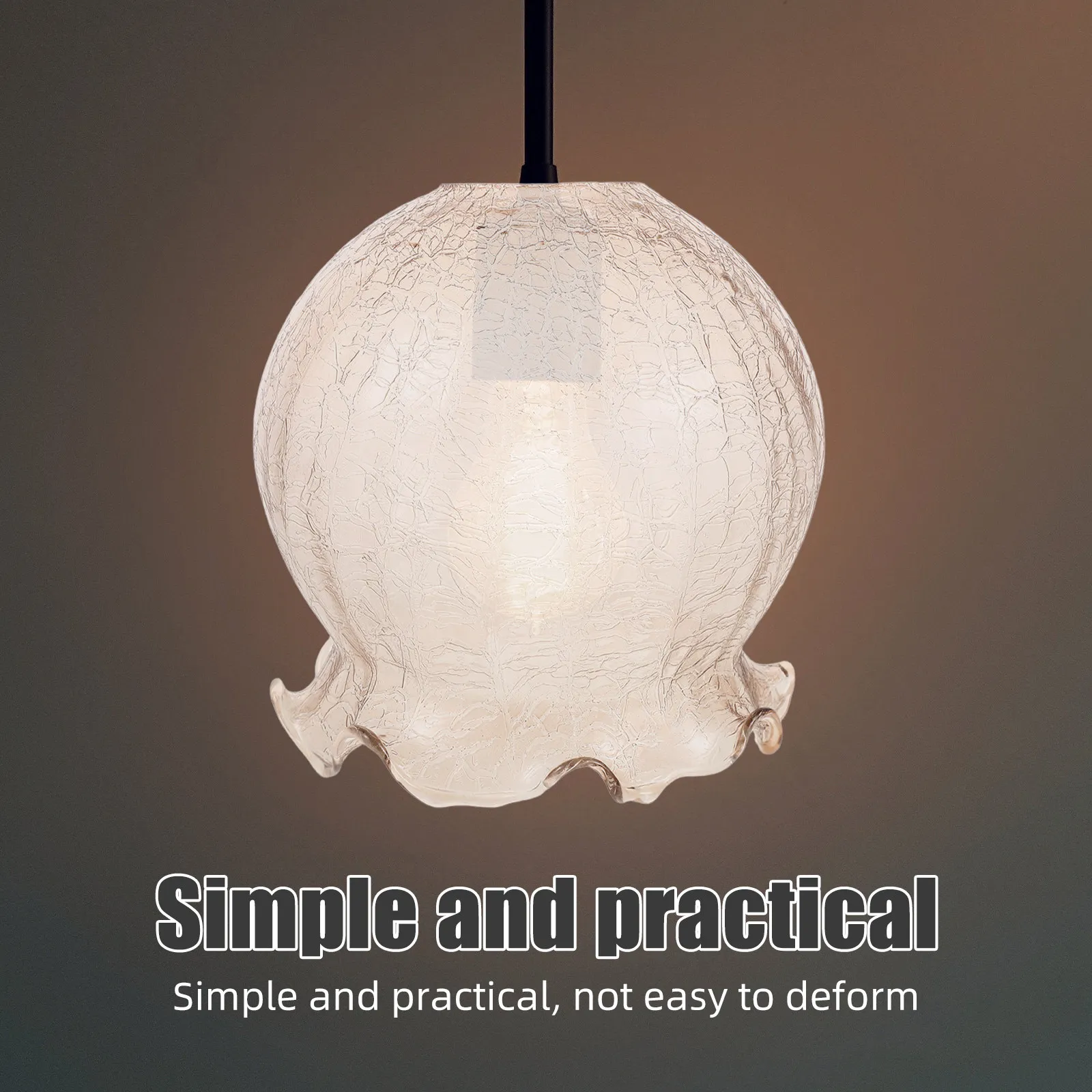 

Glass Lamp Shade Replacement Vintage Crackle Texture Modern Farmhouse Retro Pendant Light Fixture Cover for Dining Room Table