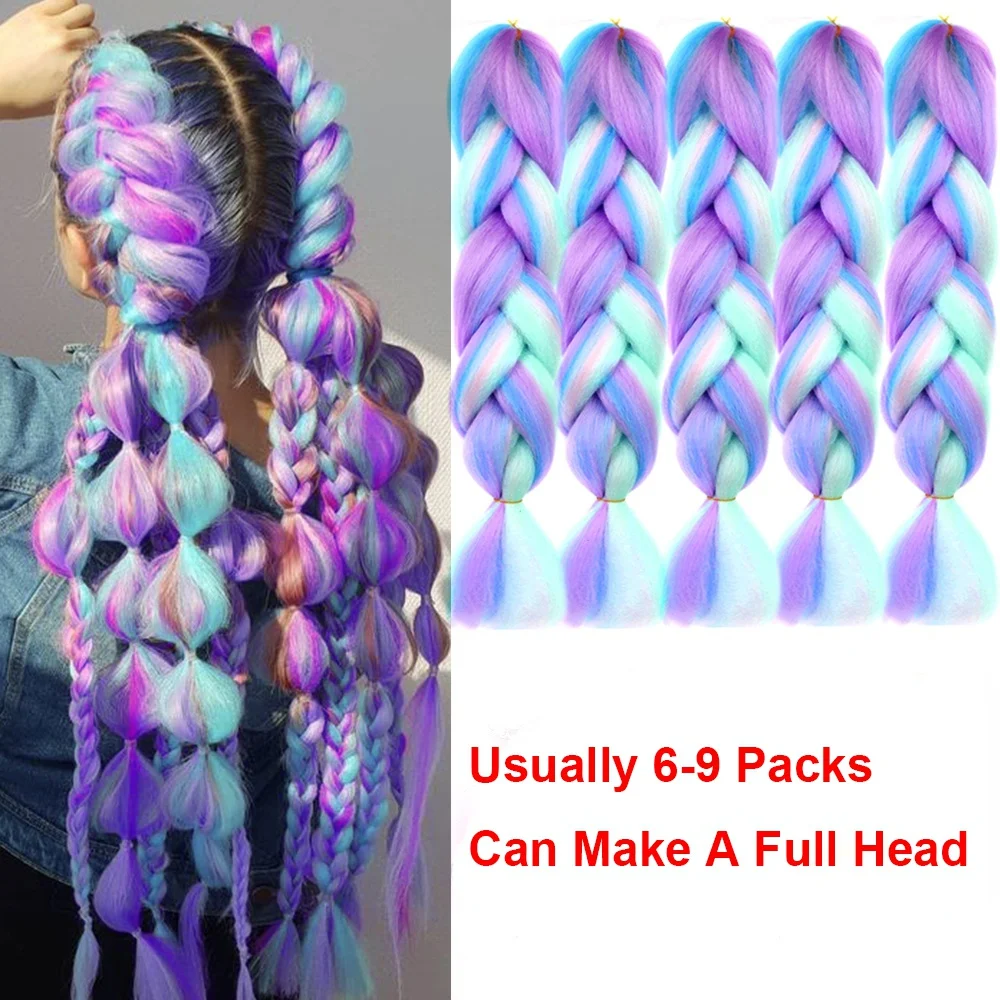 24 Inch Long Braiding Hair 100g 24 Inch Synthetic Braiding Hair Ombre Multiple color mixing Hair Braids Extension