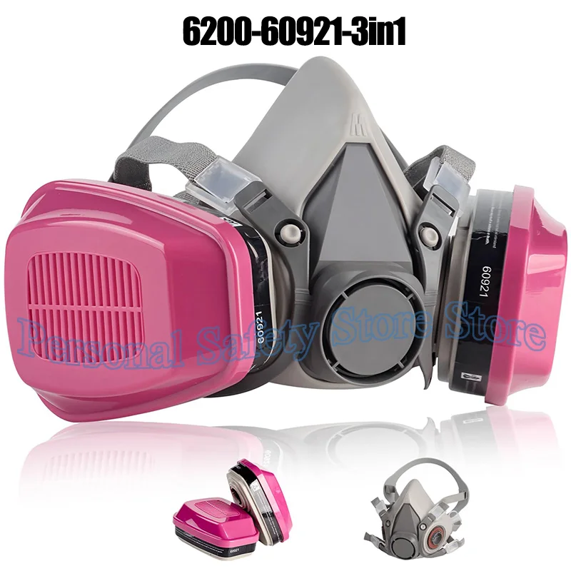 6200 Respirator Mask with Filters 60921 Half Face Gas Mask for Spray Paint Chemical Epoxy Resin Construction Organic Vapor