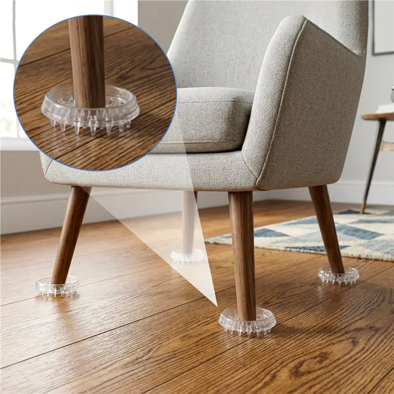 ABVJ-Carpet Protectors 8Pcs Spiked Caster Cups Floor Saver Pads Clear Spiked Floor Castor Cups Spiked Furniture Cup