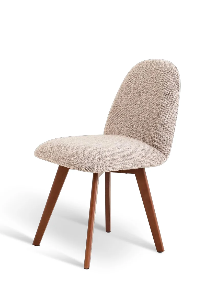 

Light Color Quality Cotton And Linen Fabric Dinning Room Chair With Solid Wood Legs