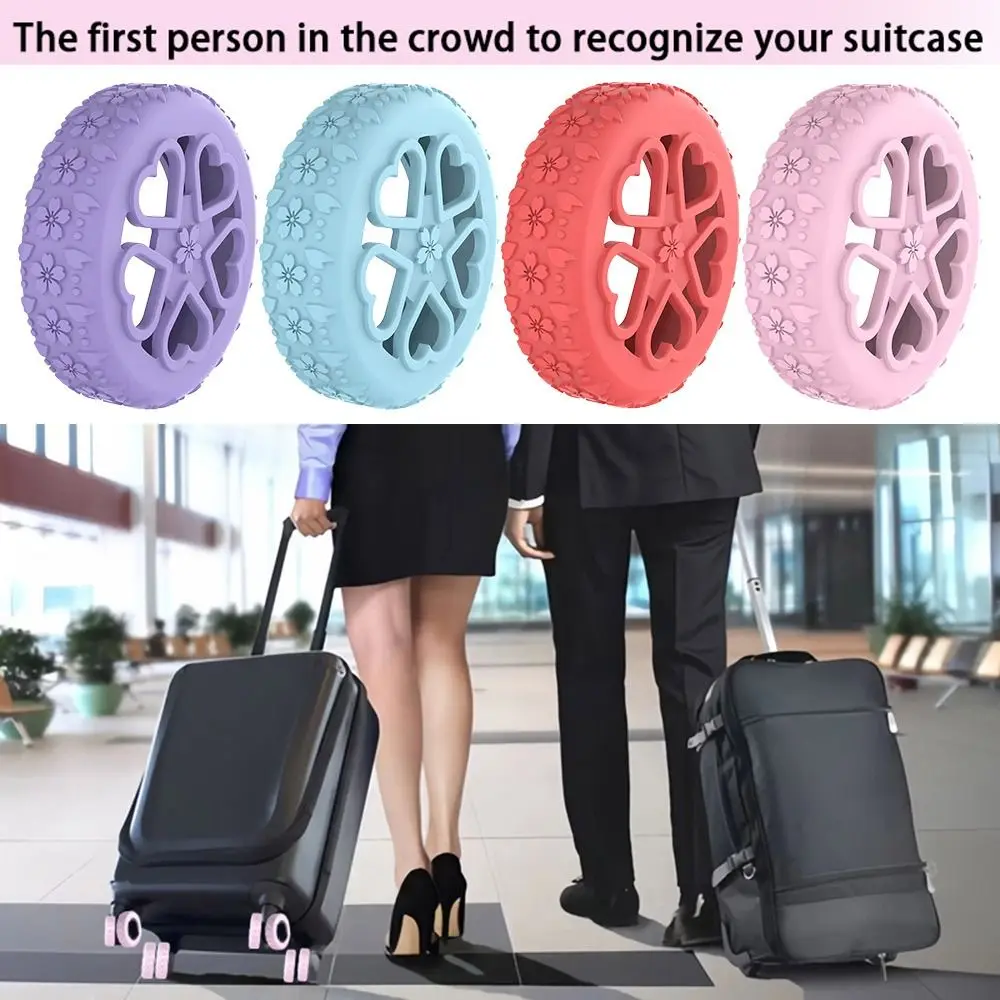 

8Pcs Silicone Luggage Wheels Protector Cover Anti-slip Shock Absorption Suitcases Wheel Protection Rings Reduce Wheel Wear