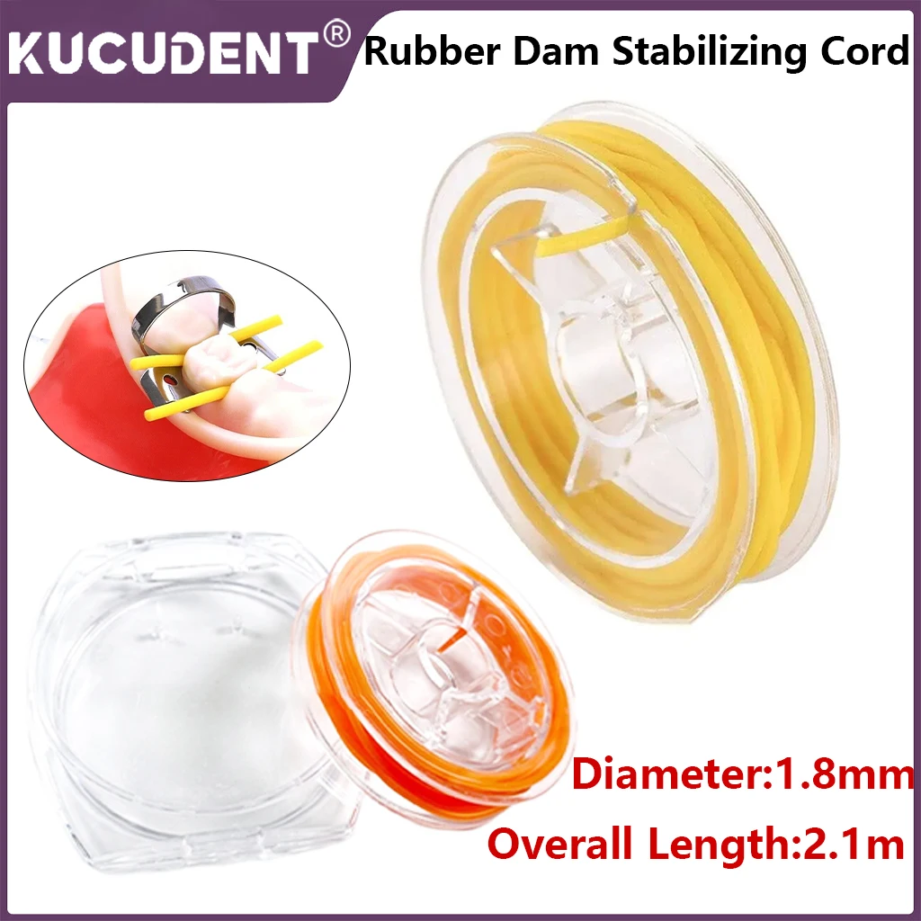 KUCUDENT Dental Rubber Dam Stabilizing Cord Floss Wedges Clamp Elastic Sheets Medium 2.1m/Dia1.8mm Autoclavable Dentist Material