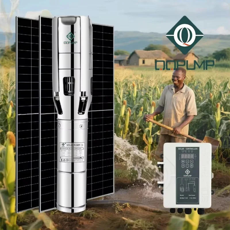 

QQPUMP 4SSC 100M Meter Head 1 Dc Solar Energy System Deep Well Water Pump Pumps for Agriculture Farm Long Distance Irrigation