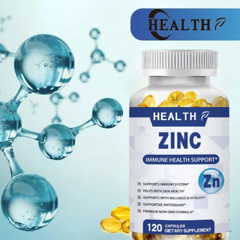 Zinc 50mg Supplement 120 Vegetarian Capsules, Zinc Highly Absorbable Supplements for Immune Support, Gluten Free